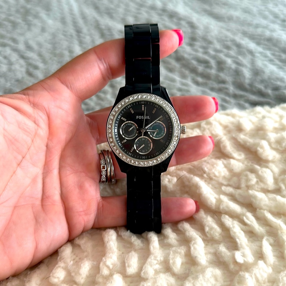 Fossil watch. Black ceramic link